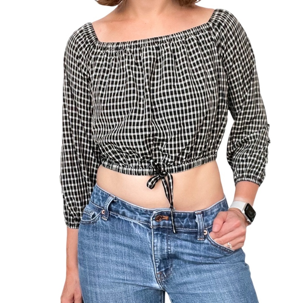 Aritzia Wilfred Gingham Cropped Top Women Size S